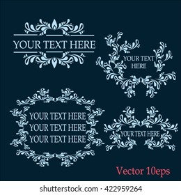Vector set calligraphic design elements template. Vector illustration Framework with an ornament