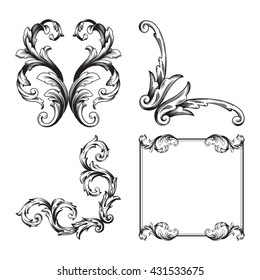 Vector set of calligraphic design elements: page decoration, Premium Quality