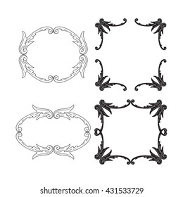 Vector set of calligraphic design elements: page decoration, Premium Quality