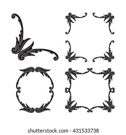 Vector set of calligraphic design elements: page decoration, Premium Quality