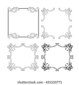 Vector set of calligraphic design elements: page decoration, Premium Quality