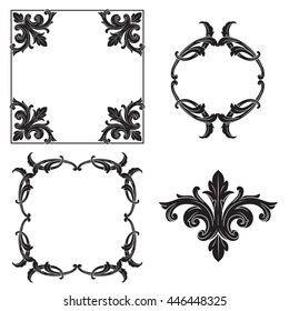 Vector set of calligraphic design elements: page decoration, Premium Quality