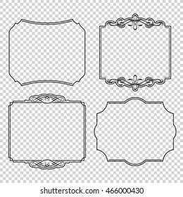 Vector set of calligraphic design elements: page decoration, Premium Quality and Satisfaction Guarantee Label, antique and baroque frames