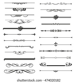 Vector set of calligraphic design elements and page decor
