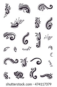 Vector set of calligraphic design elements