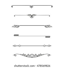 Vector set of calligraphic design elements and page decor

