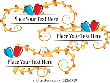 vector set: calligraphic design elements and page decoration with plant and heart shape