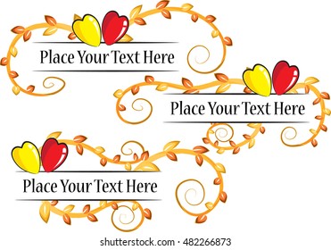 vector set: calligraphic design elements and page decoration with plant and heart shape