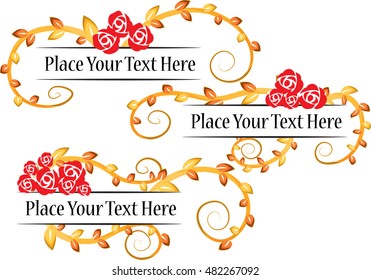 vector set: calligraphic design elements and page decoration with plant and rose