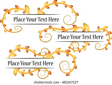 vector set: calligraphic design elements and page decoration with plant and leaf