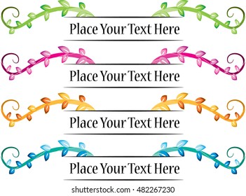 vector set: calligraphic design elements and page decoration with plant and leaf