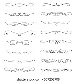 Vector set of calligraphic design elements and page decor
