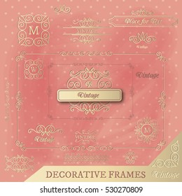 Vector set: calligraphic design elements and page decoration: frames, corners, monograms etc.