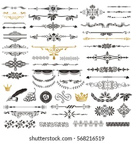 Vector set of calligraphic design elements and page decor