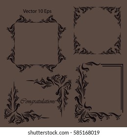 Vector set calligraphic design elements template. Vector illustration Framework with an ornament