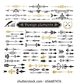 Vector set of calligraphic design elements and page decor