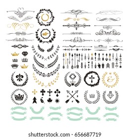 Vector set of calligraphic design elements and page decor