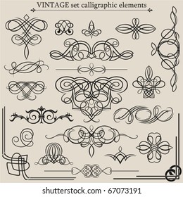 Vector set: calligraphic design elements and page decoration