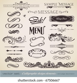 vector set: calligraphic design elements and page decoration (3) - lots of useful elements to embellish your layout