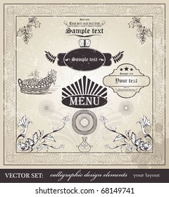 vector set: calligraphic design elements and page decoration - lots of useful elements to embellish your layout