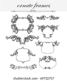 vector set: calligraphic design elements and frames