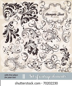 vector set: calligraphic design elements and page decoration - lots of useful elements to embellish your layout. With seamless ornament.