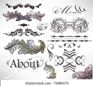 vector set: calligraphic design elements and page decoration - lots of useful elements to embellish your layout