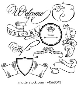 vector set: calligraphic design elements and page decoration - lots of useful elements to embellish your layout