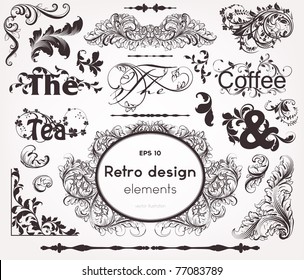 vector set: calligraphic design elements and page decoration - lots of useful elements to embellish your layout, detailed antique and baroque frames with retro flowers and floral borders. eps 10.