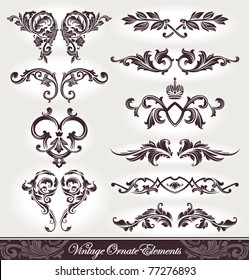 Vector set of calligraphic design elements.