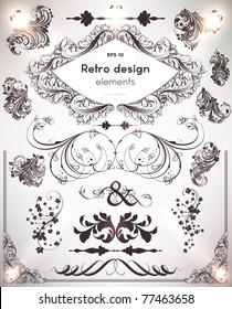 vector set: calligraphic design elements and page decoration - lots of useful elements to embellish your layout. Flower vintage ornaments for retro design.