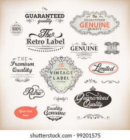 vector set: calligraphic design elements and page decoration, Premium Quality and Satisfaction Guarantee Label collection with vintage frames