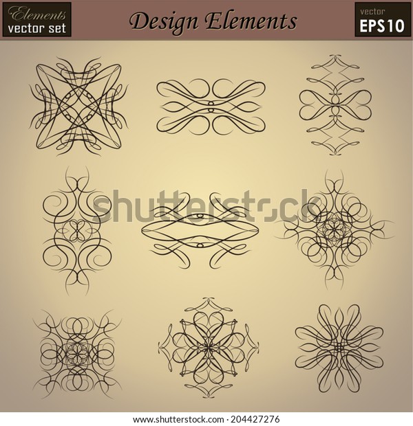 Vector set: calligraphic\
design elements and page decoration, Useful elements for your\
layout design. Premium Quality, Genuine and Satisfaction, Easy to\
Edit