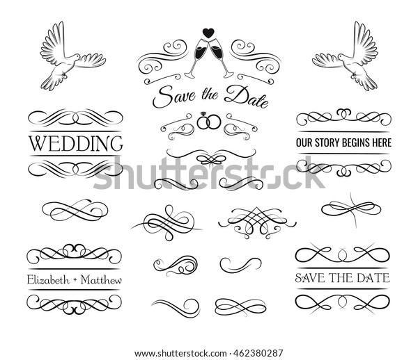 vector set: calligraphic design\
elements and page decoration - lots of useful elements to embellish\
your layout. Wedding invitatioon calligraphyc elements.\
