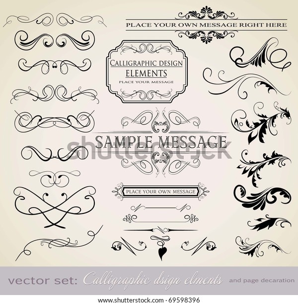 vector set:\
calligraphic design elements and page decoration - lots of useful\
elements to embellish your\
layout
