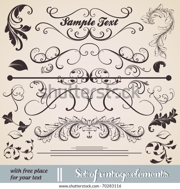 vector set:\
calligraphic design elements and page decoration - lots of useful\
elements to embellish your\
layout