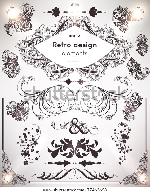 vector set: calligraphic design\
elements and page decoration - lots of useful elements to embellish\
your layout. Flower vintage ornaments for retro\
design.