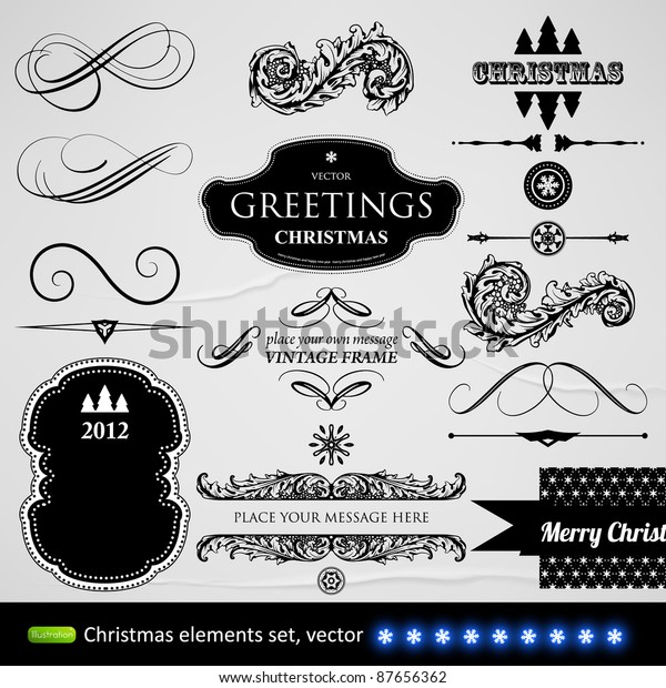 vector set: calligraphic design\
elements and page decoration - lots of useful elements to embellish\
your layout, Christmas elements, seamless\
ornament