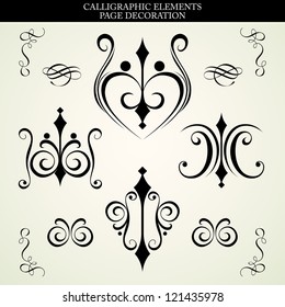 Vector set calligraphic element and page decoration