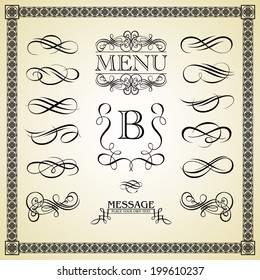 Vector set calligraphic element and page decoration