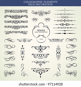 Vector set calligraphic element and page decoration