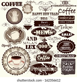 Vector set of calligraphic elements for design. Calligraphic vector
