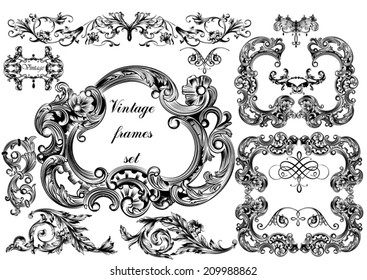 Vector set of calligraphic elements for design. Calligraphic vector