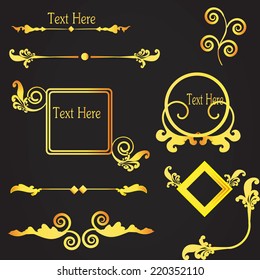 Vector set of calligraphic elements for design. Calligraphic vector