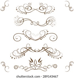 Vector set of calligraphic elements for design