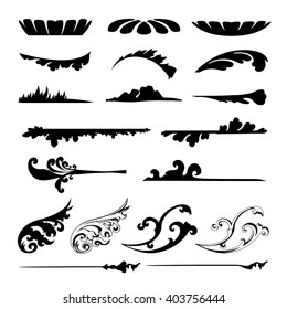 Vector set of calligraphic elements for design. Calligraphic vector
