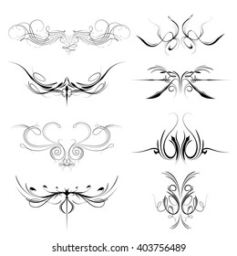 Vector set of calligraphic elements for design. Calligraphic vector
