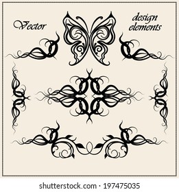 Vector set of  calligraphic elements and page decoration