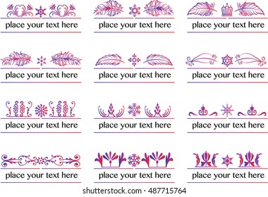 vector set: calligraphic feather design elements and page decoration 