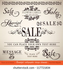vector set: calligraphic floral  design elements and page decoration - lots of useful elements to embellish your layout